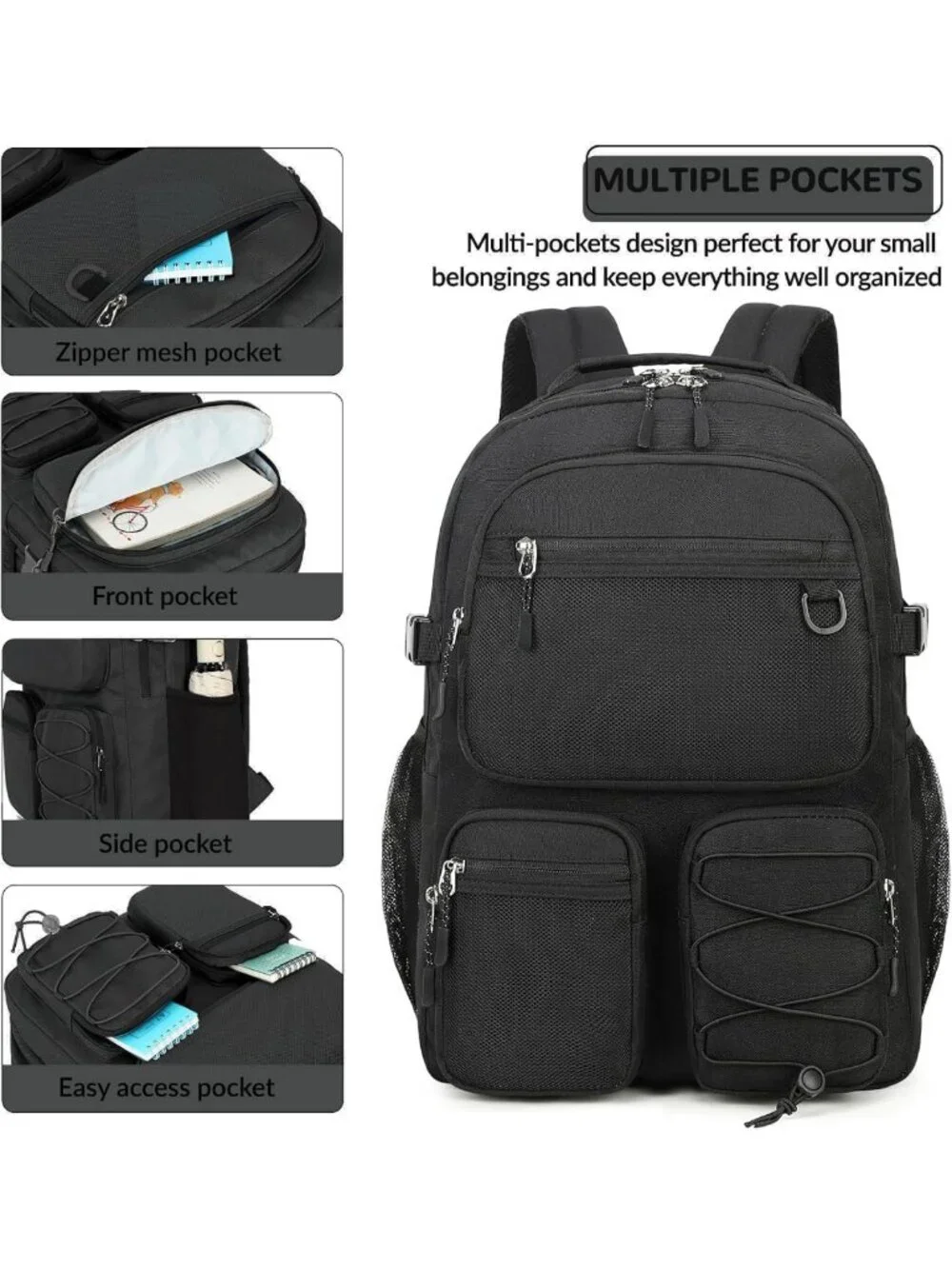 Water Resistant Daypack Backpack for School, Travel & Outdoor - Fits 15.6